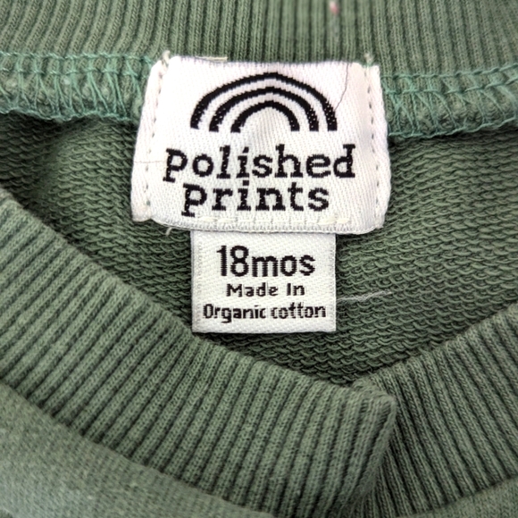 Polished Prints organic sweatshirt sage green size 18 MO - Picture 3 of 6